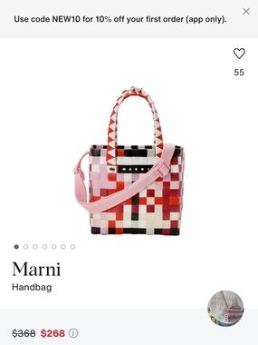 Marni Pink, Red & White Woven Checker Tote